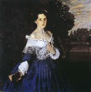 unknow artist Mrs. blue female portrait painter Nova Sweden oil painting reproduction